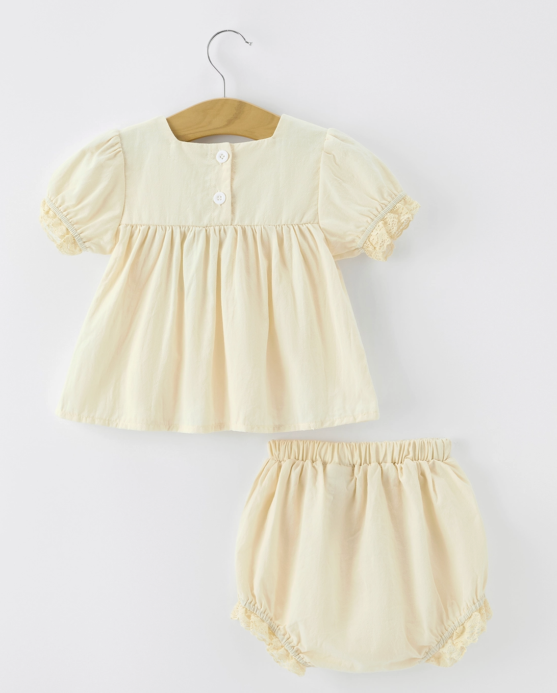 Summer Embroidered Lace Baby Top Bloomer Set