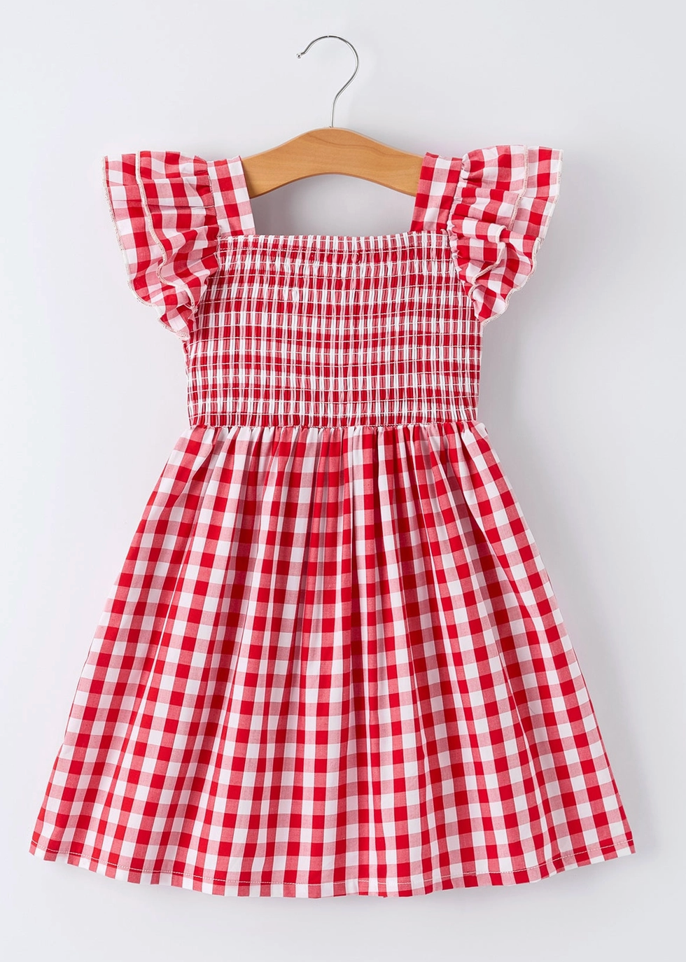 Summer Plaid Smocked Ruffle Girl Dress Sibling Outfits