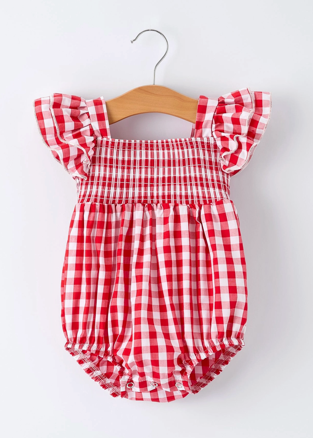 Summer Plaid Smocked Ruffle Girl Romper Sibling Outfits