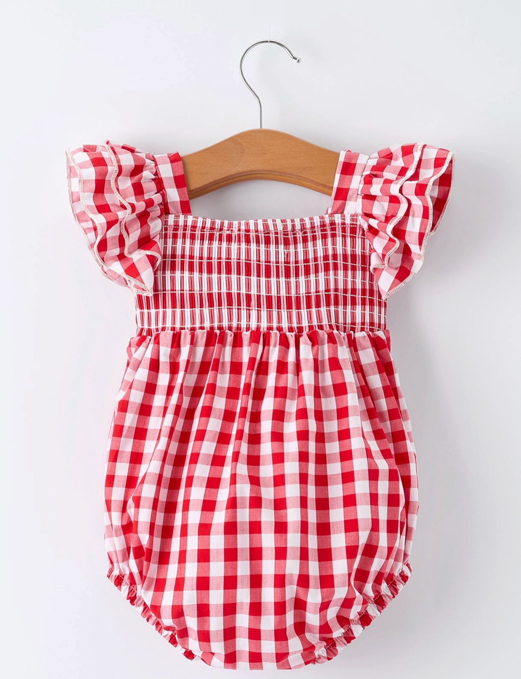 Summer Plaid Smocked Ruffle Girl Romper Sibling Outfits