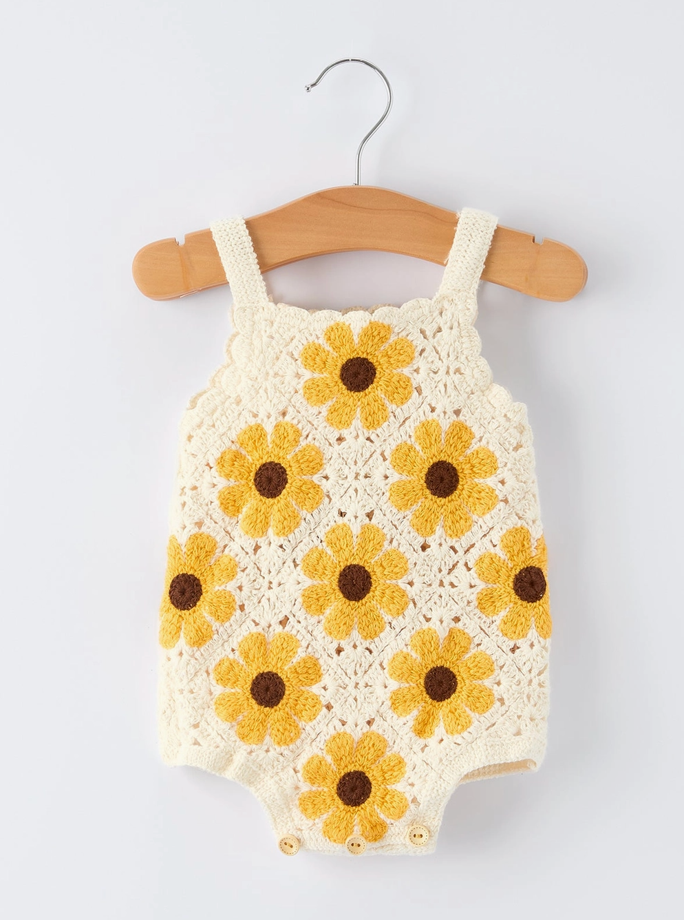 Summer Sunflower Baby Crochet Romper