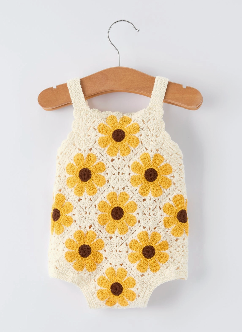 Summer Sunflower Baby Crochet Romper