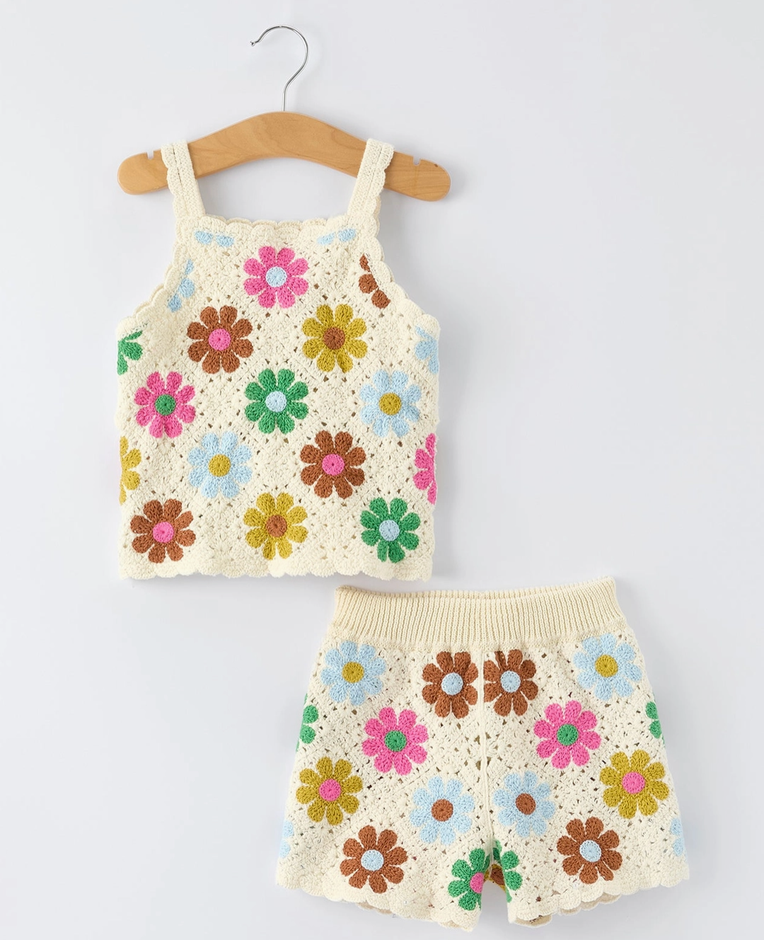 Summer Crochet Floral Girl Set