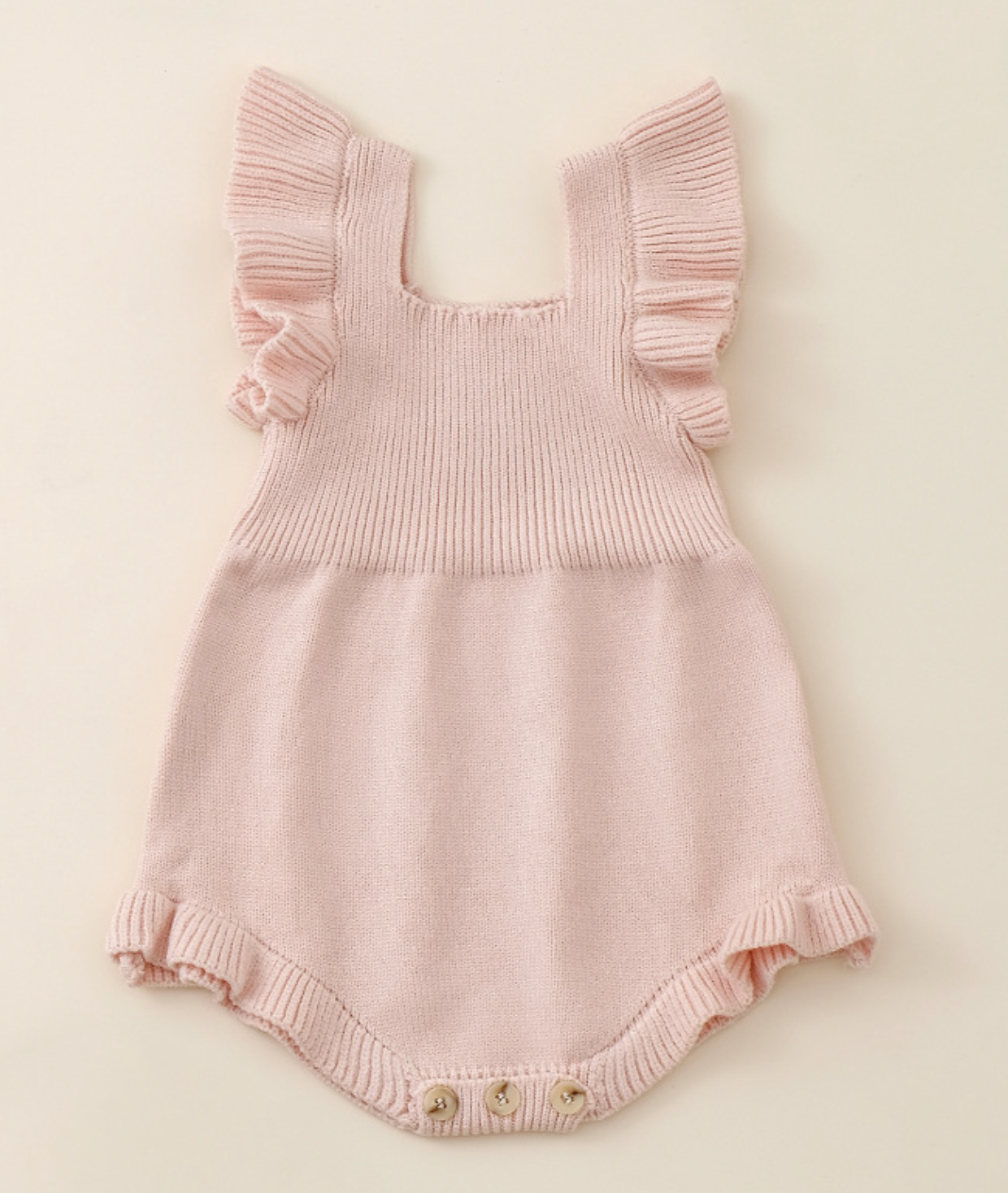 Baby Girl's Knitted Jumpsuit Flying Sleeves Triangle Romper