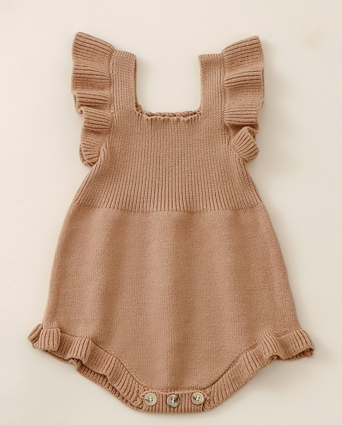 Baby Girl's Knitted Jumpsuit Flying Sleeves Triangle Romper